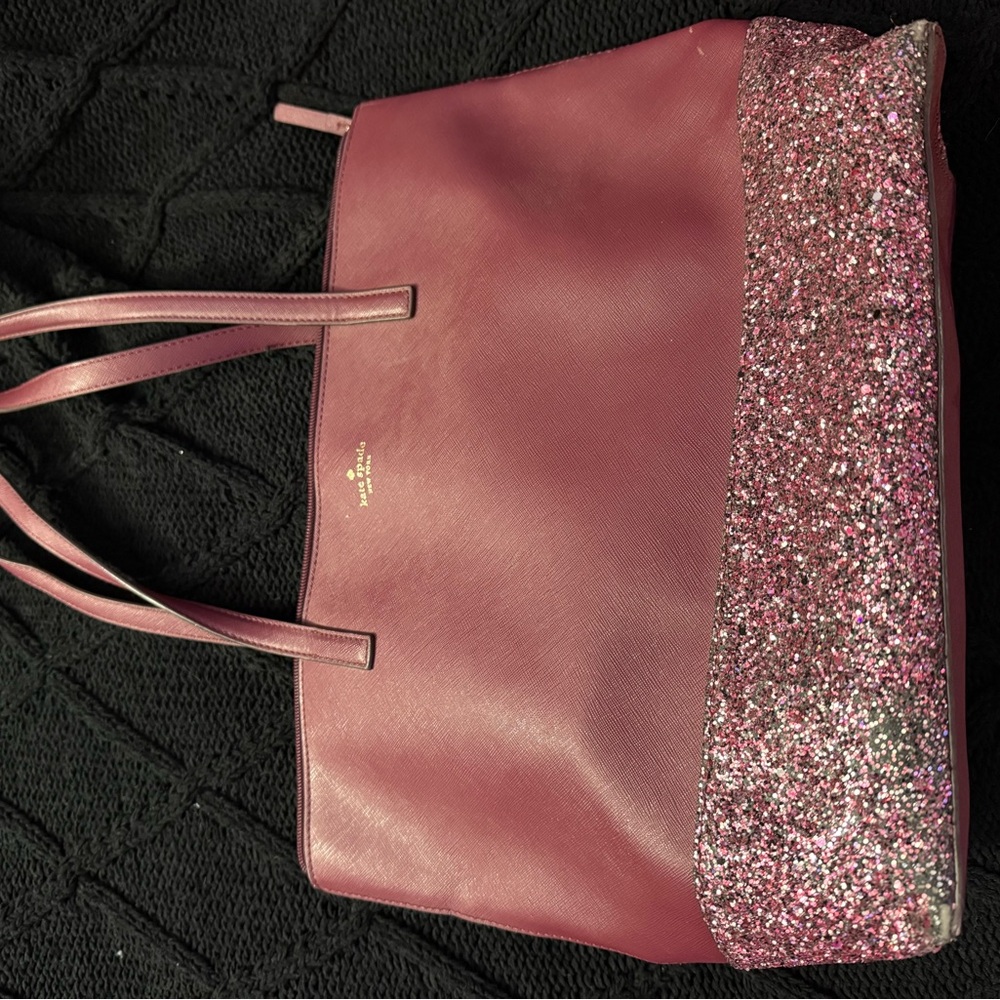 Kate Spade Burgundy and Pink Glitter Tote
